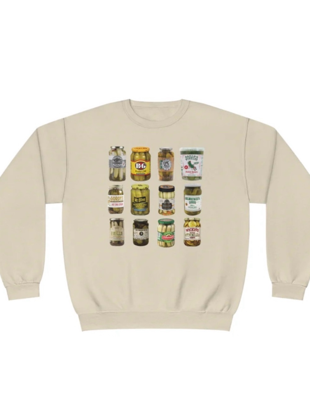 Vintage Pickle Lovers Crewneck Beige Graphic Sweater